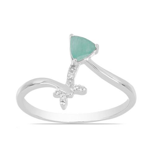 BUY 925 SILVER NATURAL EMERALD GEMSTONE CLASSIC  RING